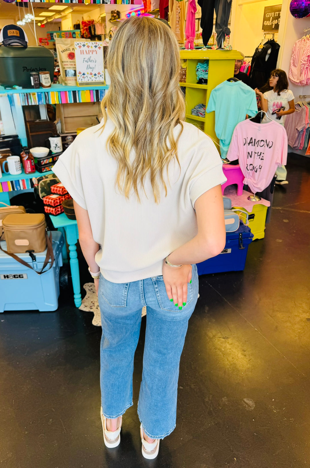 Sand Beige Half Zip Top