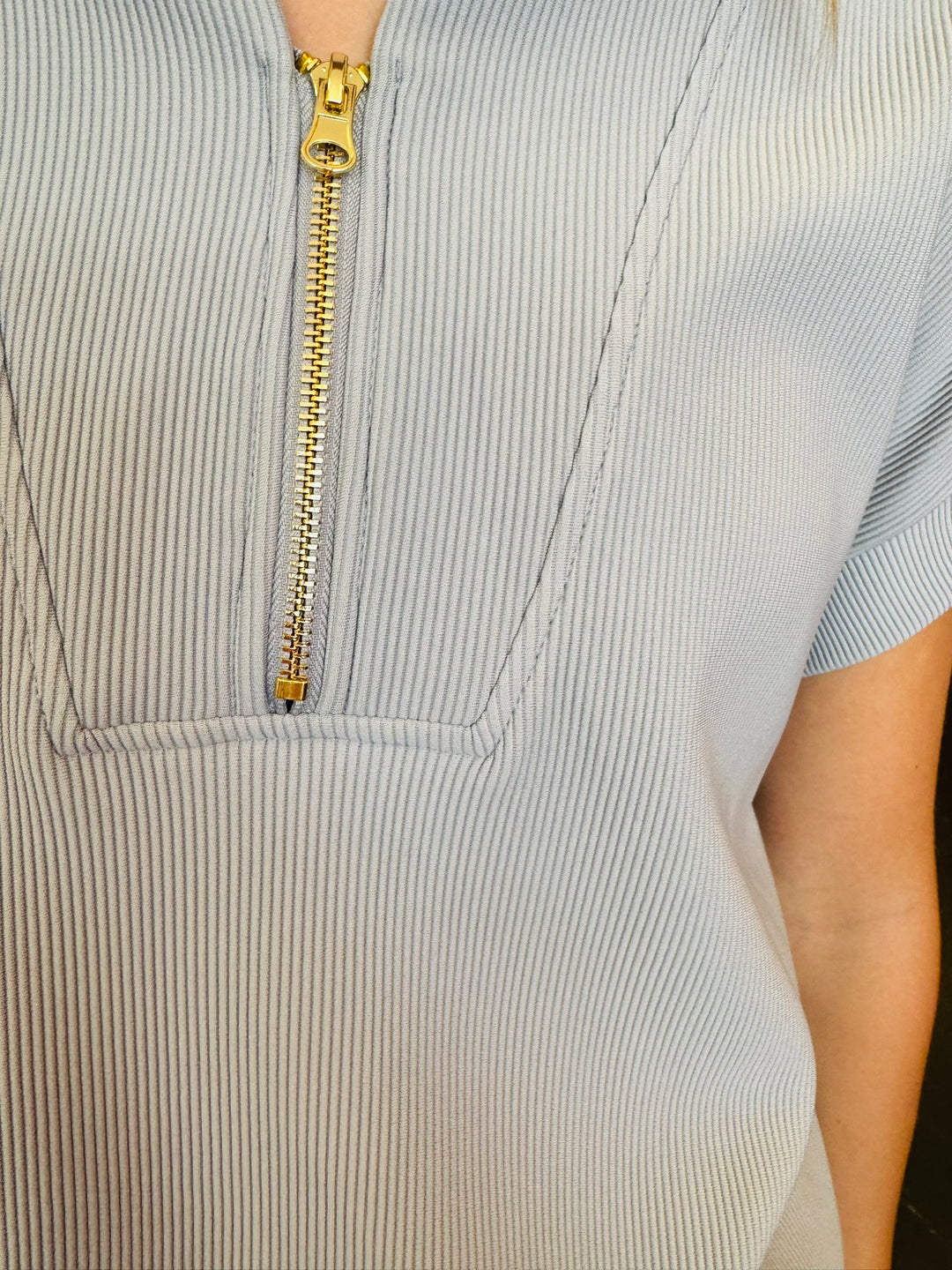 Light Grey Half Zip Top
