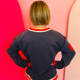 Navy Heart Patched Top