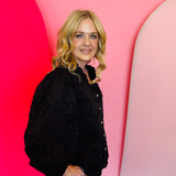 Black Button Down 3D Floral Top