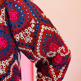 Crimson Embroidered Ruffle Top