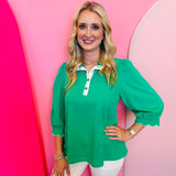 Green Puff Sleeve Top