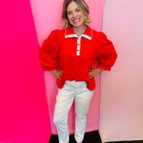 Red Puff Sleeve Top