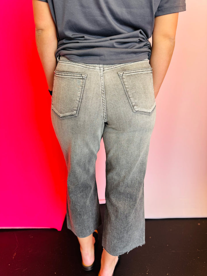 Judy Blue Vintage Grey Wash Wide Jeans