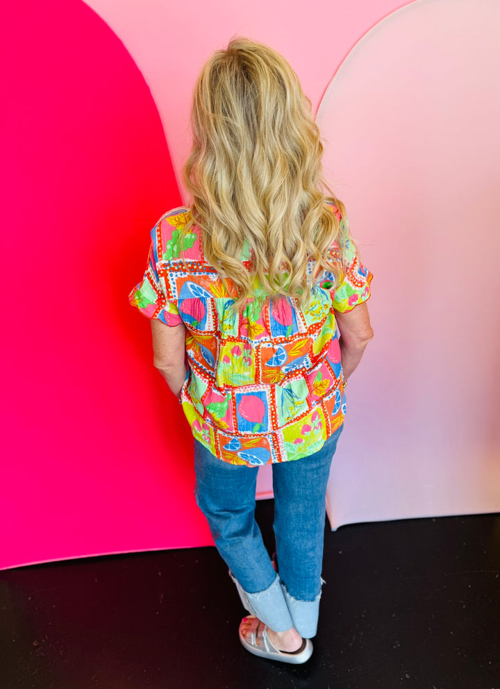 Scalloped Sleeve Button Up Shirt
