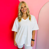 White Biker Shorts Set