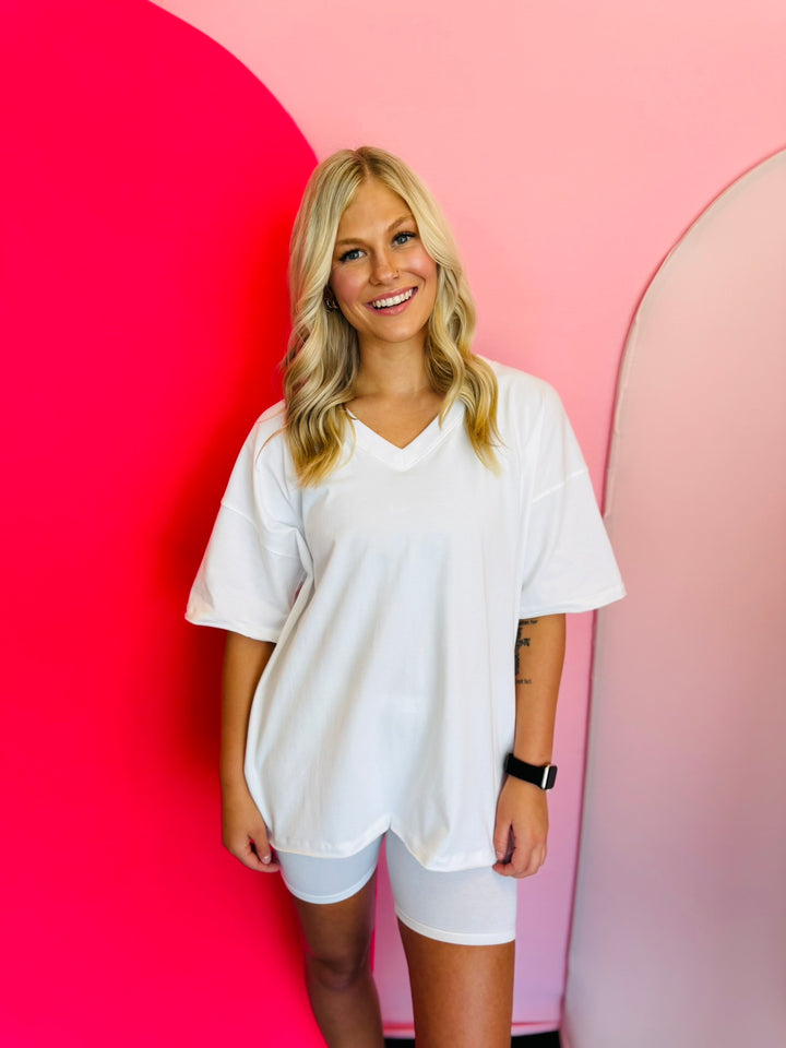White Biker Shorts Set