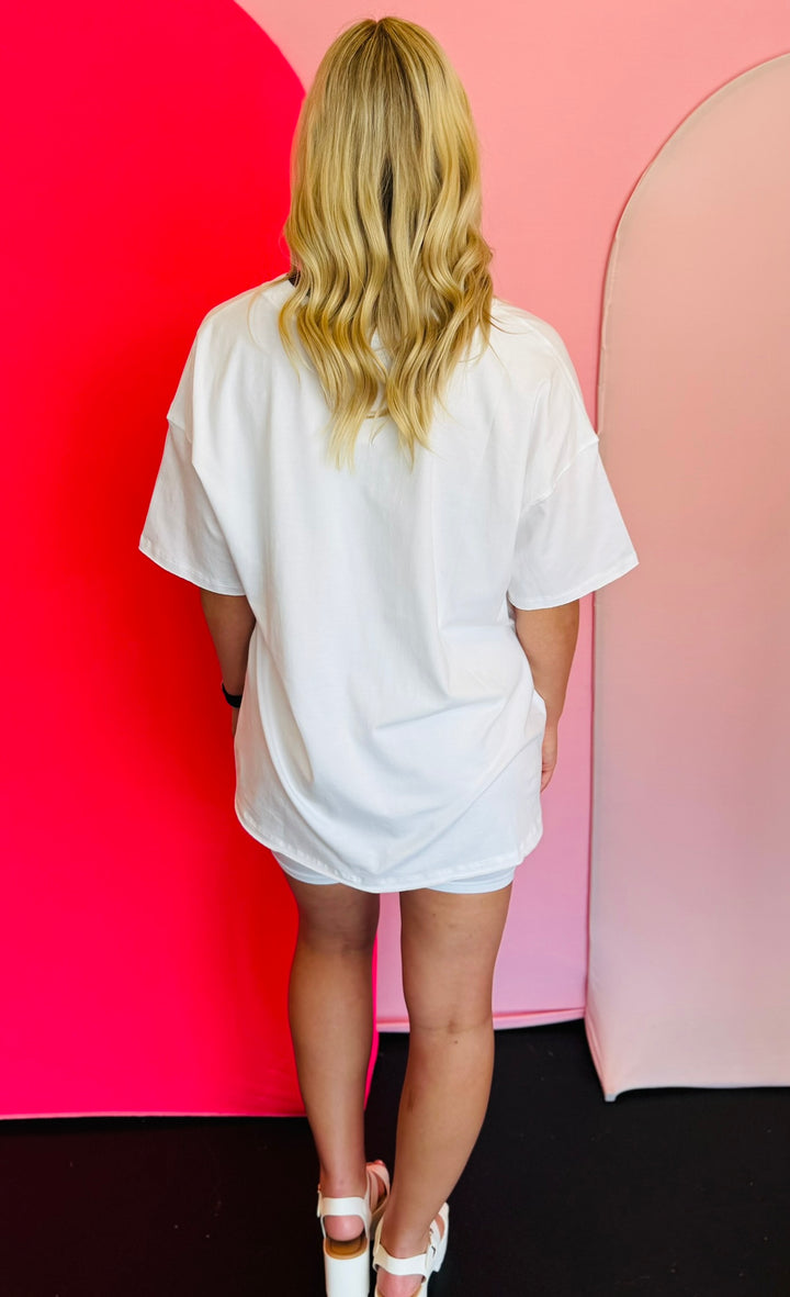 White Biker Shorts Set