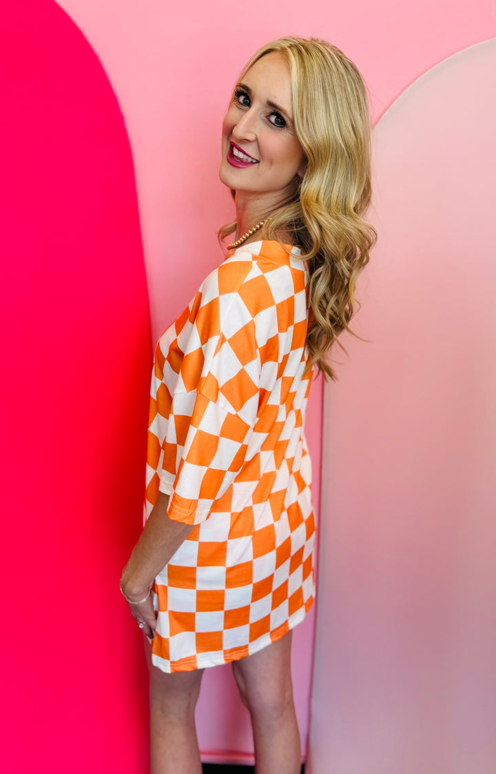 Orange Checkered Short Set
