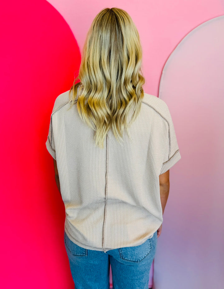 Ash Mocha Raised Ribbed Top