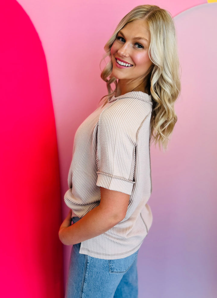 Ash Mocha Raised Ribbed Top