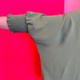 Light Olive Smocked Sleeve Top