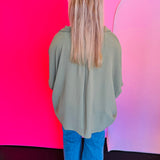 Light Olive Smocked Sleeve Top