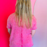 Fuchsia Rounded Hem Waffle Top