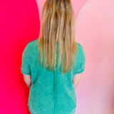 Kelly Green Rounded Hem Waffle Top