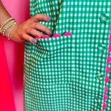 Green Gingham Scallop Dress
