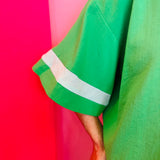 Green Colorblock Button Top