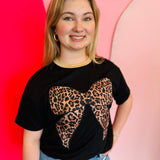 Black Leopard Bow Oversized Tee