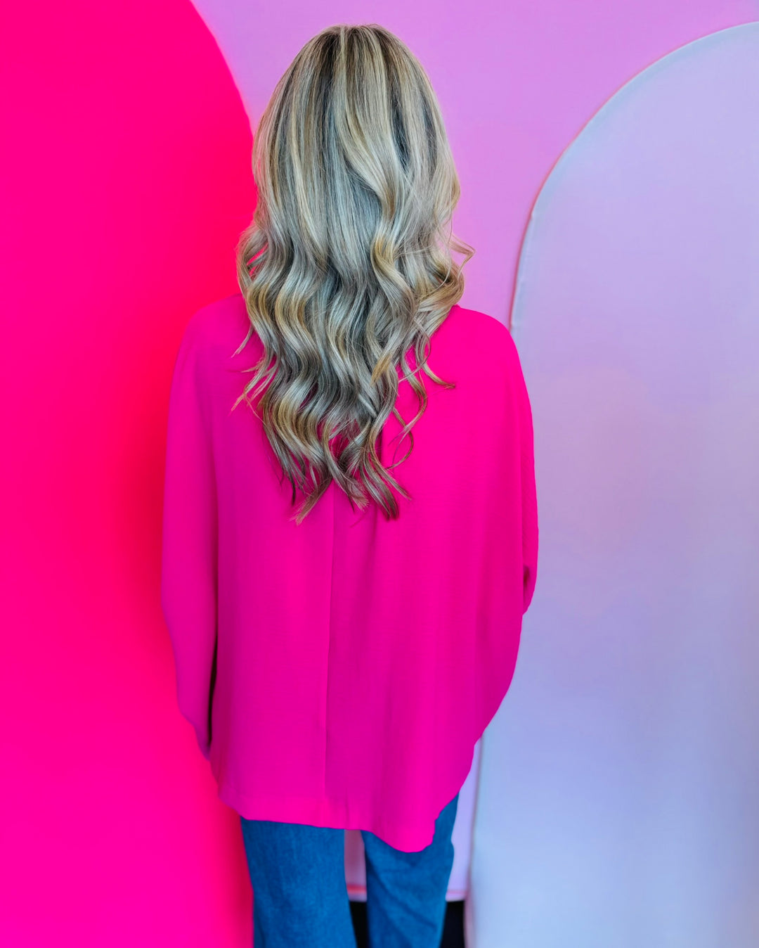 Hot Pink Smocked Sleeve Top