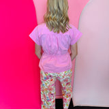 Pink Peplum Tie Blouse
