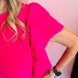 Pink Ruffle Sleeve Top