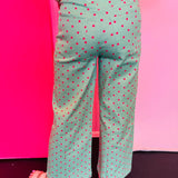 Green & Pink Polka Dot Pants