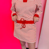 Red Stripe Collared Pullover & Skort