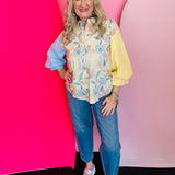 Yellow Mix-Match Button Down Top