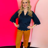 Navy Scallop Top