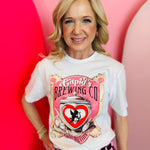 Vintage Cupid’s Brewing Co love potion graphic tee with heart jar cupid design