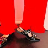 Red Ruffled Hem Pants