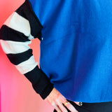 Blue Stripe Sleeve Sweater