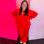 Ruby Scuba Crewneck Pullover & Pants Set, plus size, with stretch fabric and relaxed modern fit.