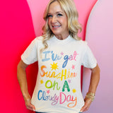 Ivory Ive Got Sunshine tee with sun graphic and playful lettering.