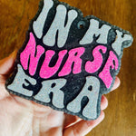 Nurse themed car freshener hanging with colorful design and long lasting scent