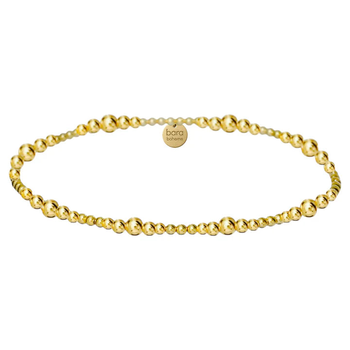 Bara Boheme elegant 14K gold filled beaded bracelet with mixed 2mm and 3mm beads.
