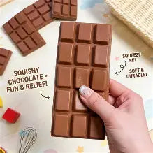 Large chocolate bar squishy stress toy with soft sensory texture.