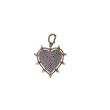 Gold tone rhinestone heart scarf charm with crystal accents and lobster clasp