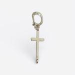 Polished silver cross scarf charm designed to hold scarves securely while adding elegant, faith-inspired style.