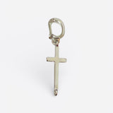 Polished silver cross scarf charm designed to hold scarves securely while adding elegant, faith-inspired style.