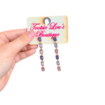Gold drop earrings with lavender and blush cascading stones
