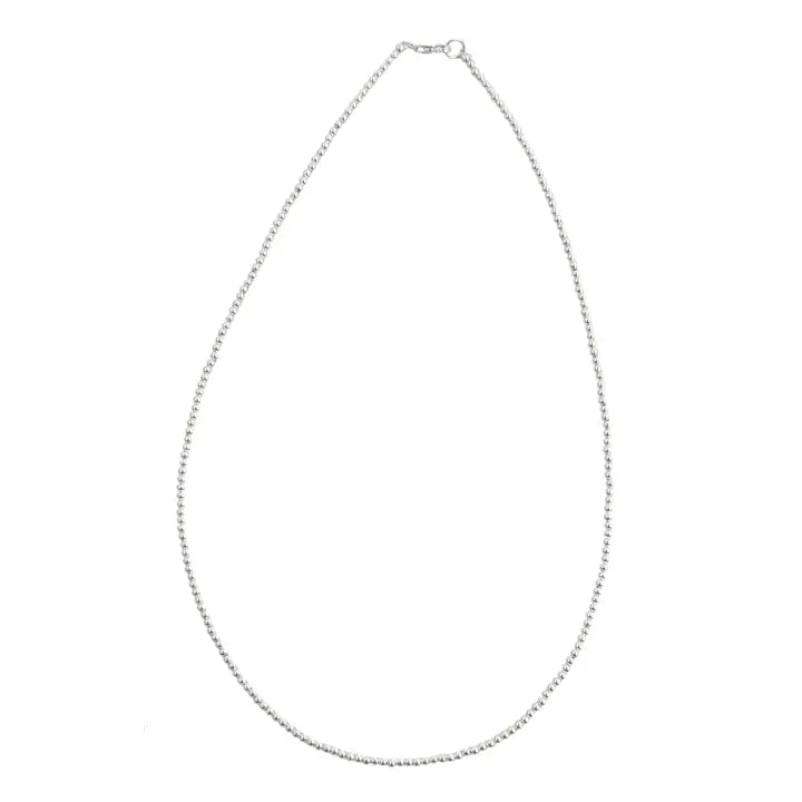 Waterproof 16-inch necklace hand-beaded with delicate 2mm sterling silver beads.