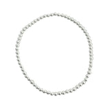 Sterling silver 3mm beaded waterproof stretch bracelet.