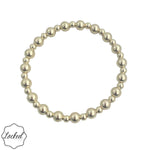 Gold filled beaded bracelet with mixed 4mm and 6mm beads and stretch fit.