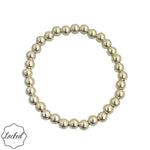 6mm gold filled beaded bracelet with stretch fit and waterproof design.