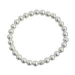 Waterproof 6mm sterling silver beaded bracelet with pink storage bag
