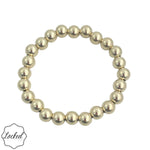 8mm gold filled beaded bracelet with stretch fit and waterproof design.