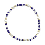 Blue and white waterproof beaded game day bracelet.