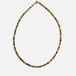 Golden yellow and black waterproof game day necklace with Czech glass beads and gold-filled accents.