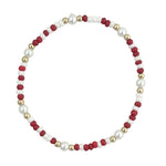 Red and white waterproof beaded game day bracelet.